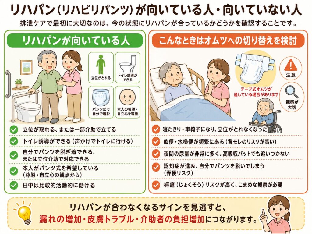 リハパンが向いている人と向いていない人の違いをわかりやすく解説しています